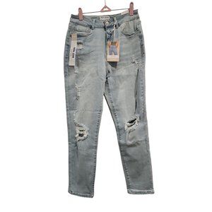 HIGH RISE DISTRESSED MOM JEANS